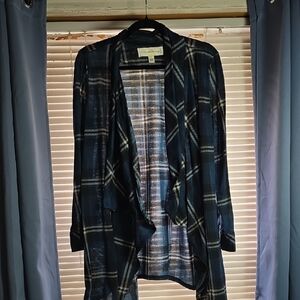 French Laundry Bluish Green and Black Plaid Waterfall Front L